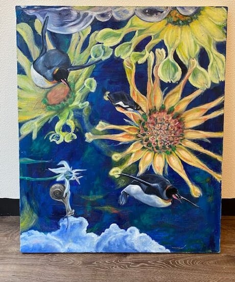 遊泳　　油彩画