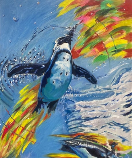 swim     油彩画　F１５号