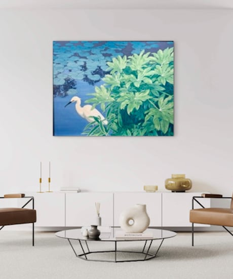水辺の風景　日本画　石田美智恵　F40
