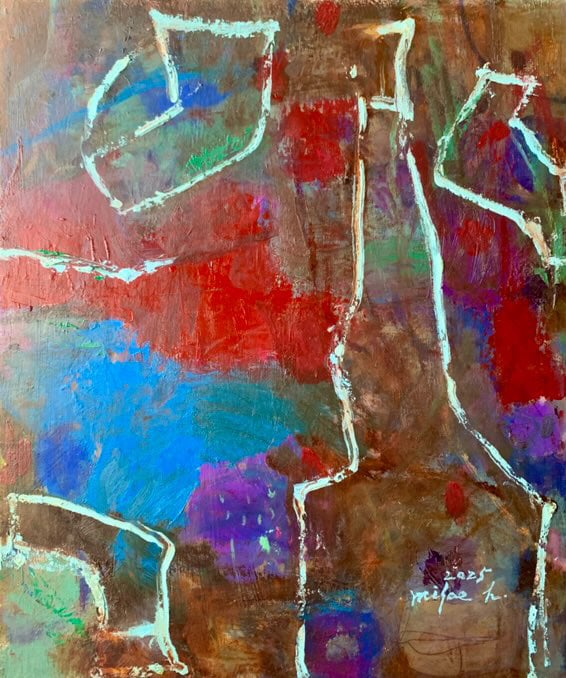 抽象画 月冴ゆる 油彩、キャンバス、 Hosaka Misae | nuancebeans