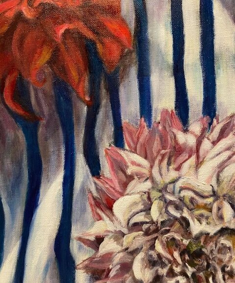 油絵 2色のダリア | nuancebeans