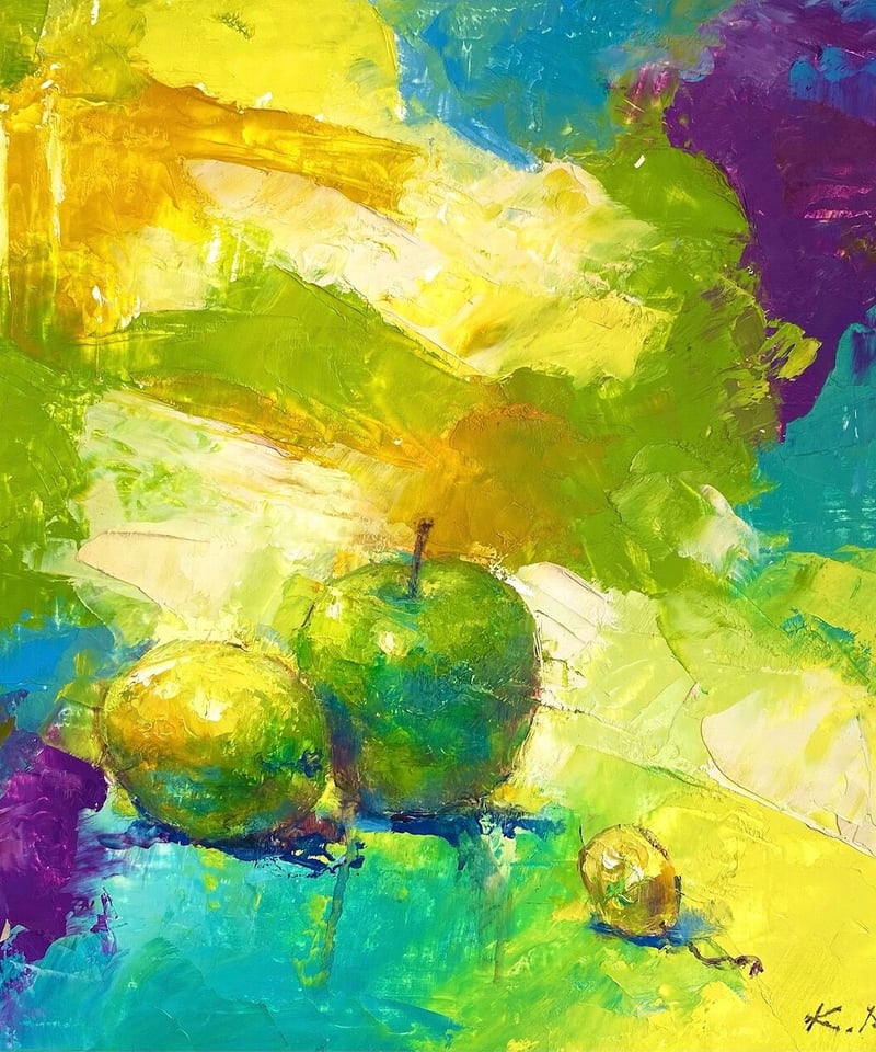 油彩画 『檸檬と青りんごの構成』 森田和昌 | nuancebeans