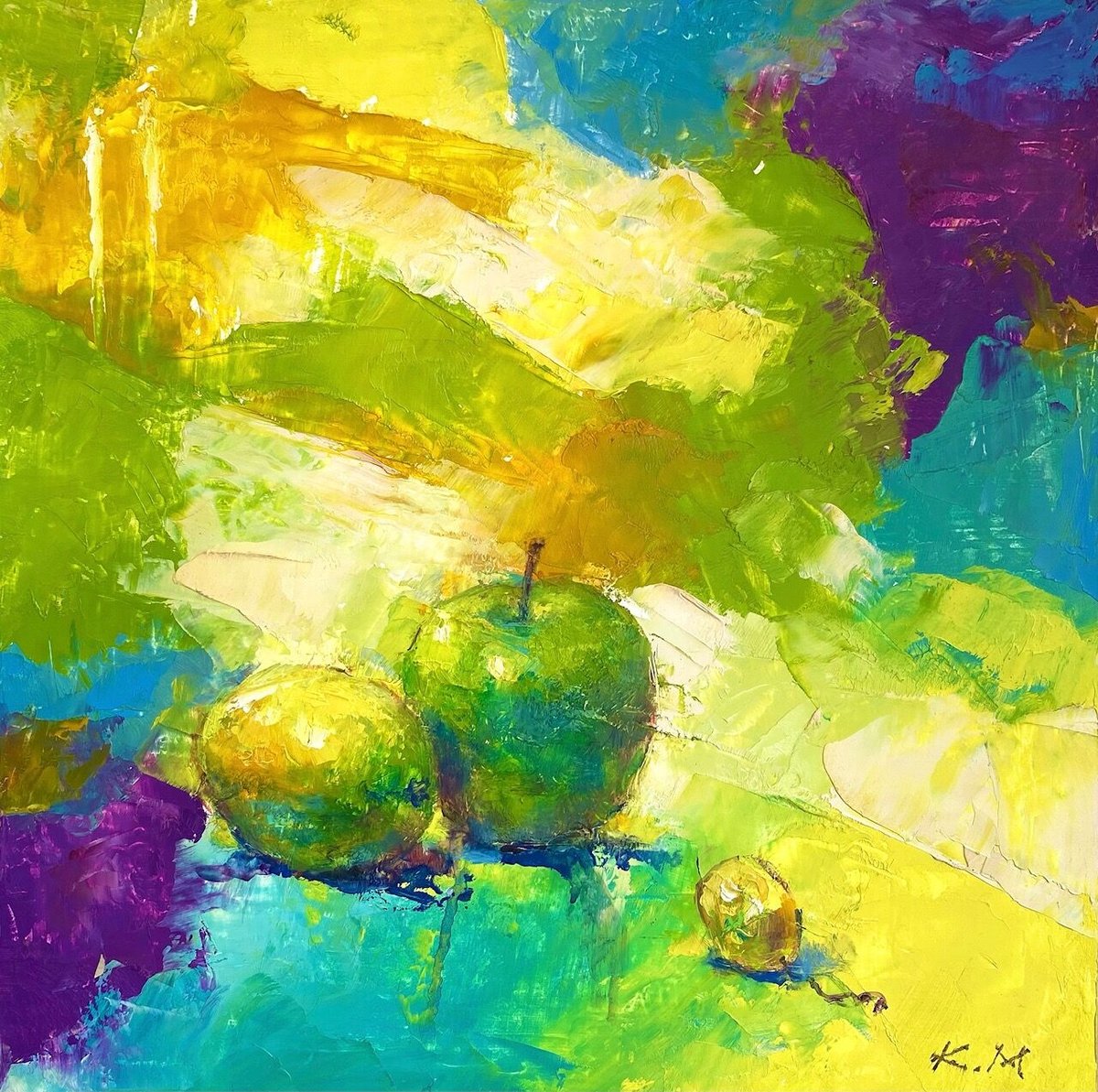 油彩画 『檸檬と青りんごの構成』 森田和昌 | nuancebeans