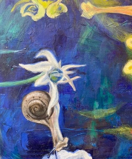 遊泳　　油彩画