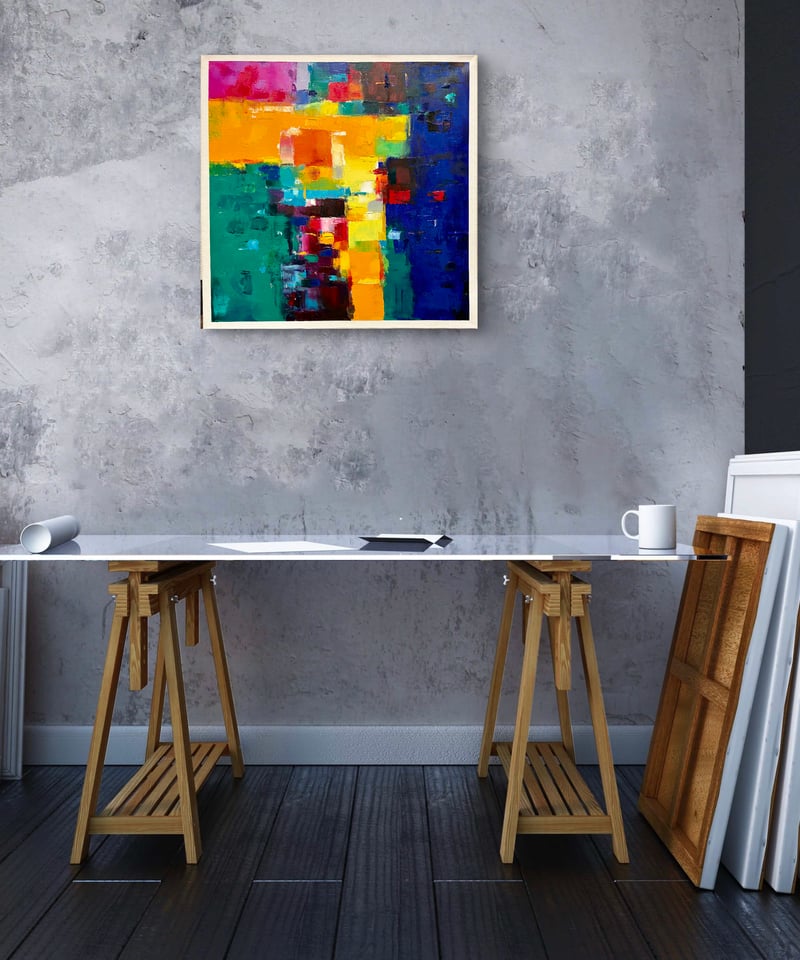 油絵抽象画 イロアソビ 53センチ角 森田和昌 | nuancebeans