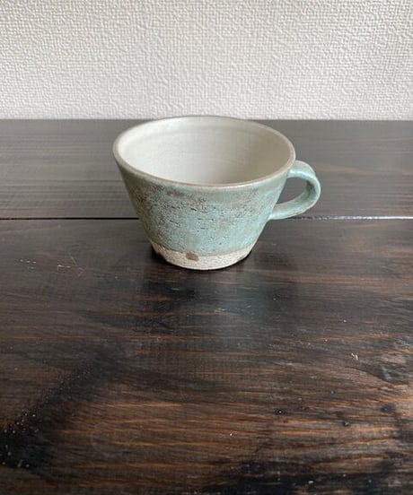 マグカップ　グリーン×水玉
