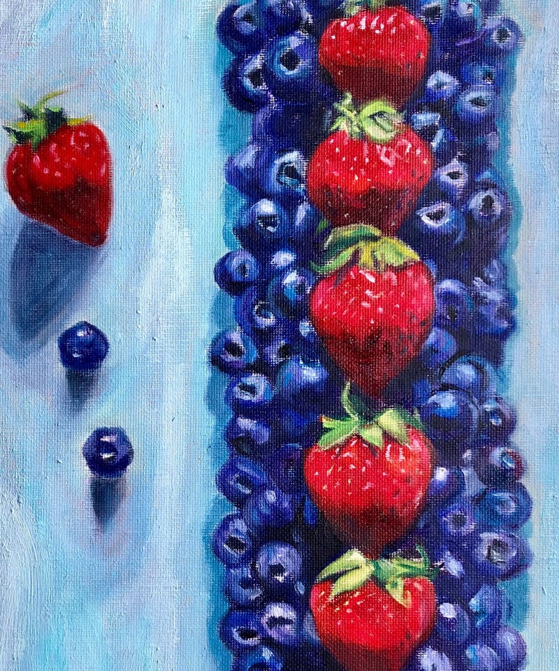 油彩画 『ぶるーべりー』 ＂blueberry