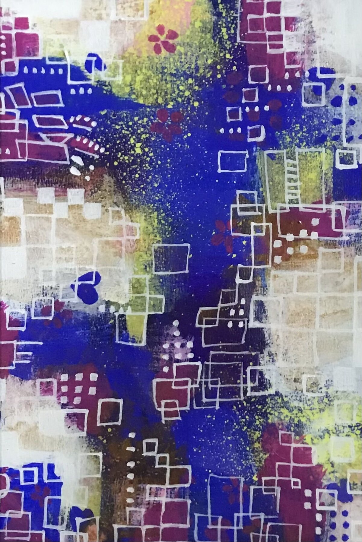 アクリル抽象画 調べつくされた暗号と寄り添う花 | nuancebeans