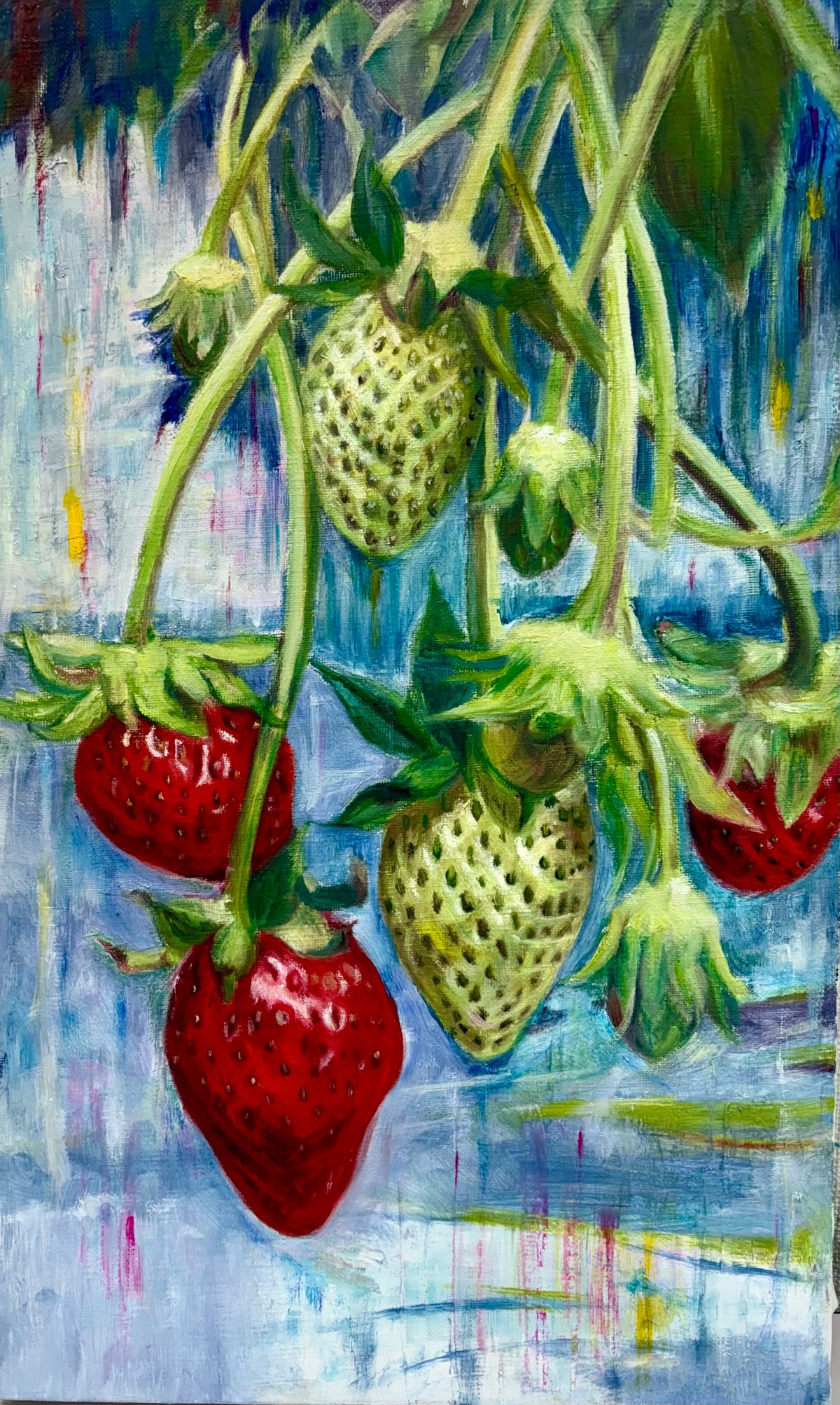 油絵 油彩 油彩画 絵 絵画 【苺の花】 油絵 油彩 油彩画 絵 絵画 ミニ絵画 【苺サンド】 | HIROSHI1990