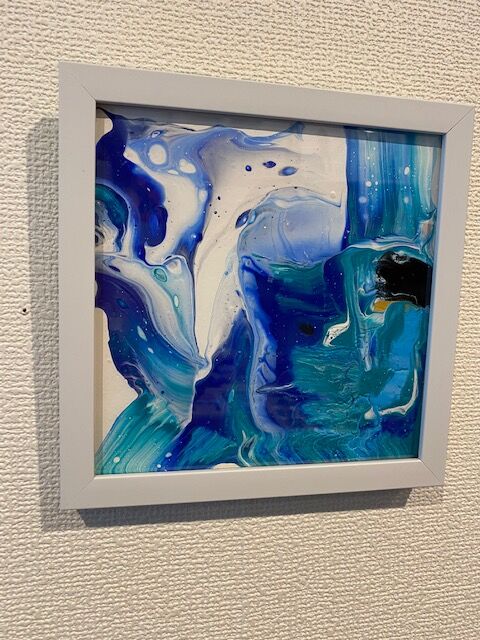 アクリル流し絵 青と黒のアート Bleu_noir_1（青と黒） | N'ya ｜インテリア絵画 アートの専門