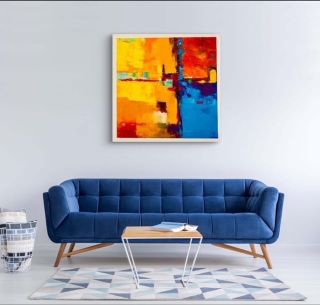イロアソビ 抽象画 オレンジ 40㎝角 | nuancebeans
