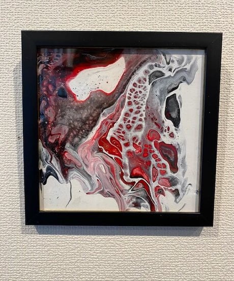 流し込み抽象アート　赤　森田和昌