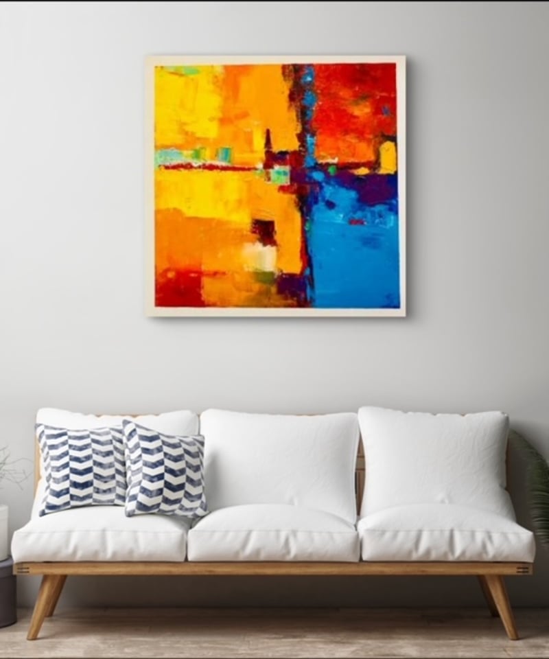 イロアソビ 抽象画 オレンジ 40㎝角 | nuancebeans