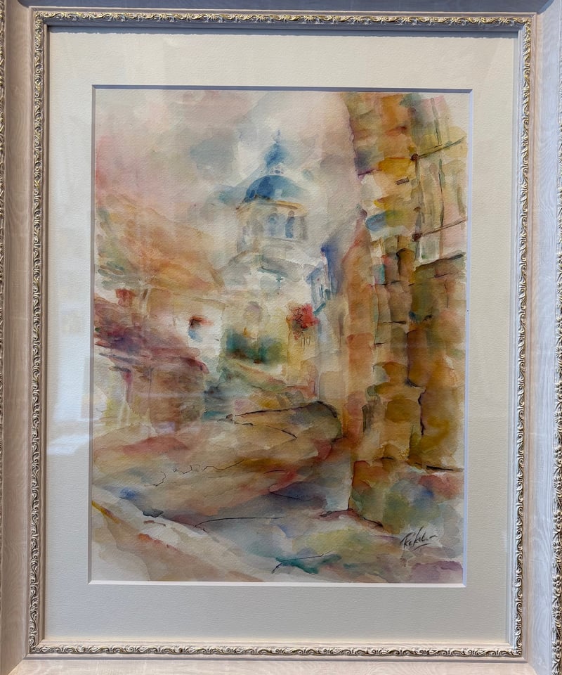 青い屋根の教会 透明水彩画 六部純 | nuancebeans