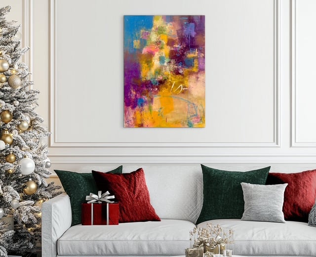 【S20号】modulation 抽象油彩画 抽象画 雨あがりの街 P20号 （額なし）油彩、オイルパステル