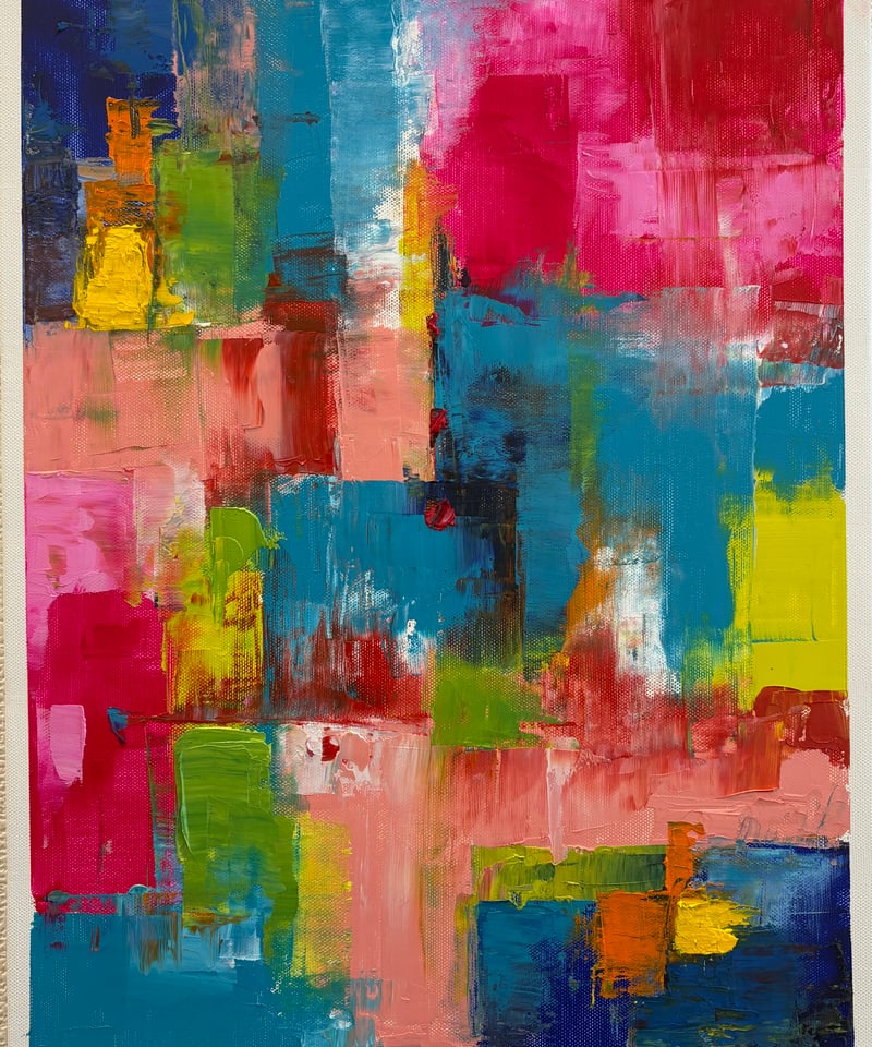 SALE(F6号)Yuna【REPEAT】裏共シール有り/真作/油彩 イロアソビ抽象 「やさしい衝突」F6 油彩 | nuancebeans