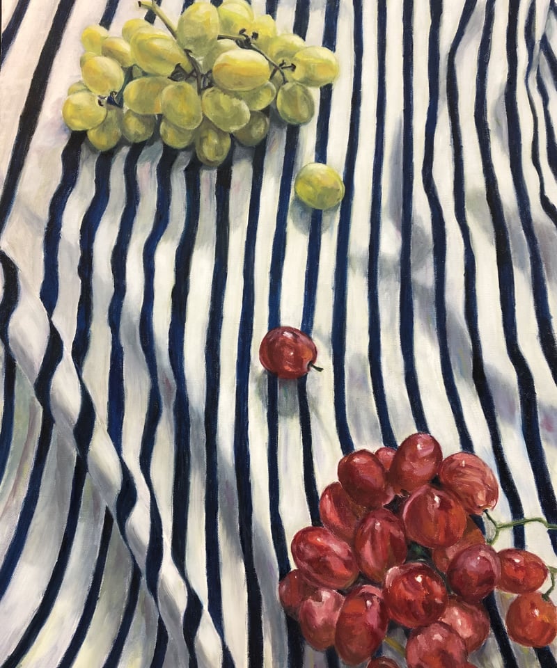 静物画　オレンジと葡萄　油彩画　サイズP6 静物画 オレンジと葡萄 油彩画 サイズP6