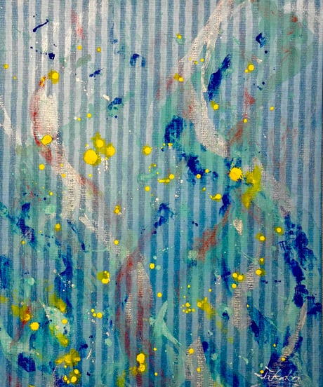 日本画　「Rhythm in Blue」　磯村貴子