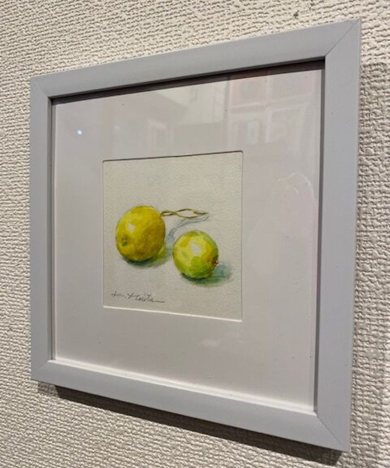蛯田均 水彩画 「シトロンⅢ」 三越取扱 額装 静物画 アート インテリア 蛯田均 水彩画 「シトロンⅢ」 三越取扱 額装 静物画 アート