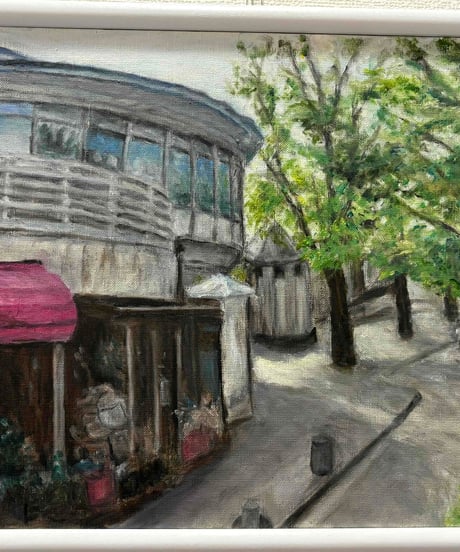 油絵　西村沙世子　「花屋Ⅱ」　F8