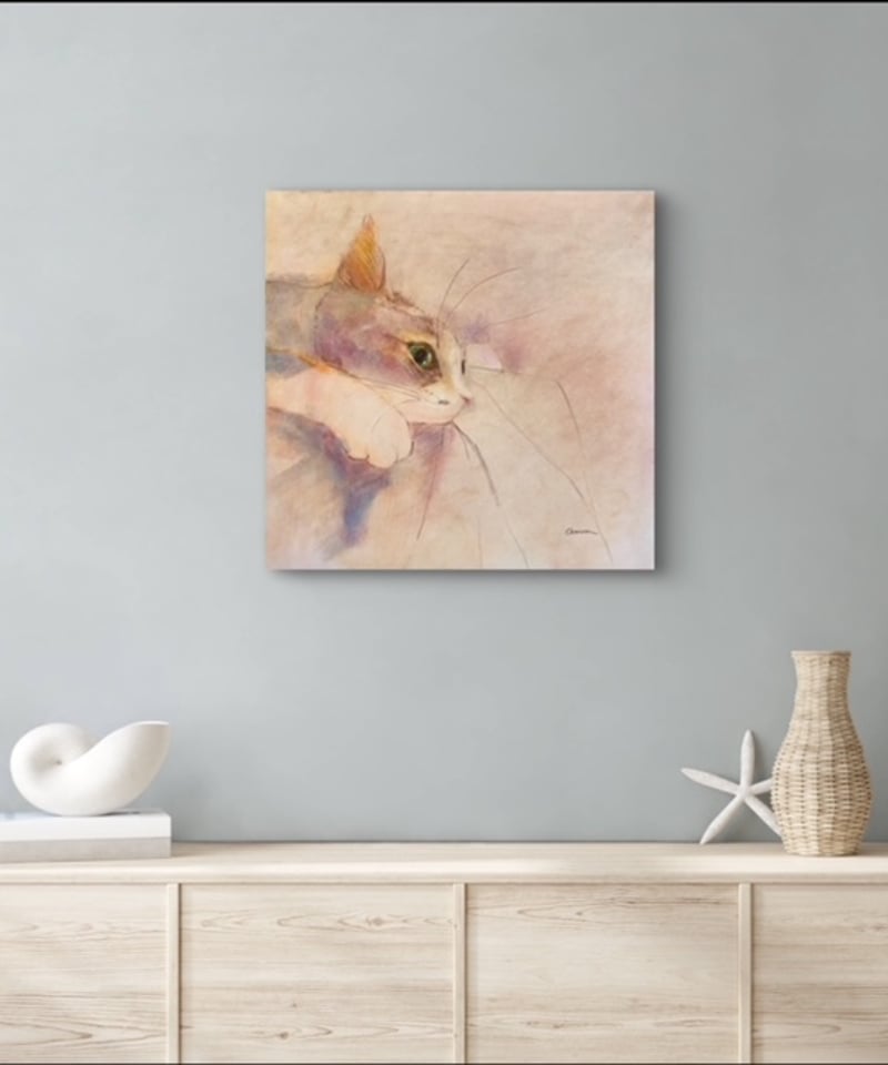 色鉛筆画A4 猫クリスマス10 色鉛筆画A4.キジトラ.66 キジトラの猫ちゃん完成しました🎶 細部