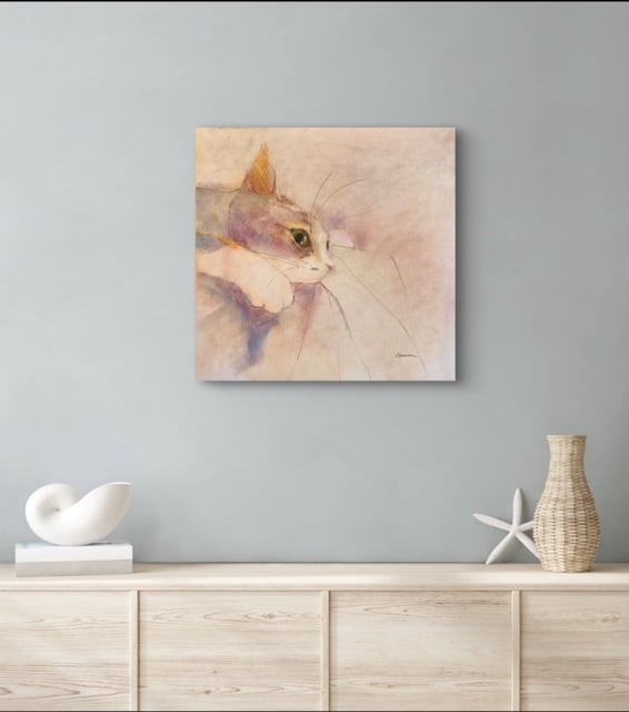 色鉛筆画A4 猫クリスマス10 猫クリスマス10 色鉛筆画A4