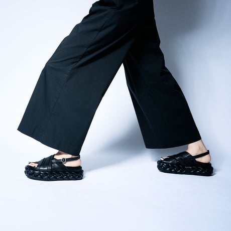 ph7+ ピアッカセッテ　編み込み厚底アンクルストラップ サンダル　37 ph7+ ピアッカセッテ 編み込み厚底アンクルストラップ サンダル