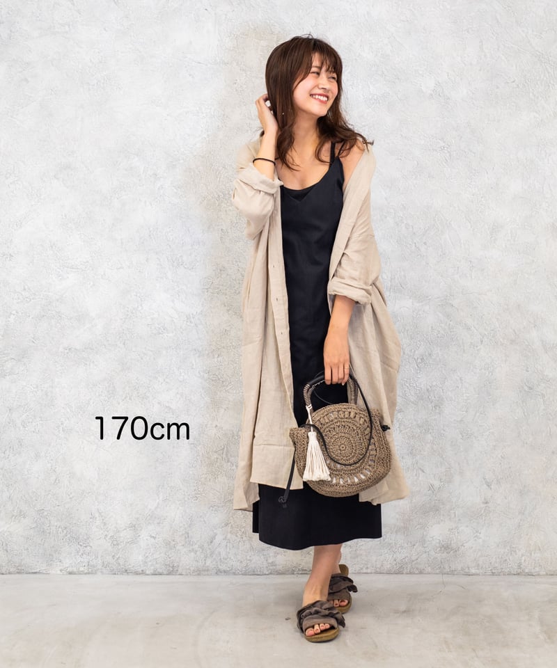ネストローブ　リネン100%　ロングコート　シャツワンピース　変形　ベージュ drop-kaitori_j1-2311-302
