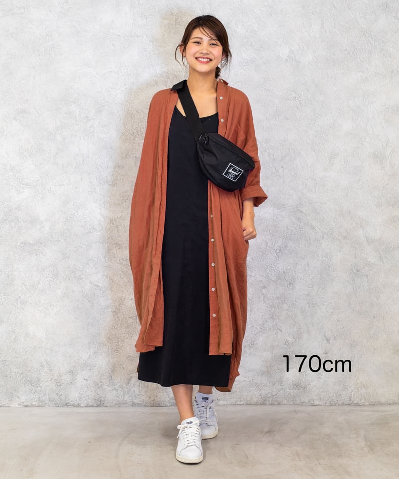 テラコッタ】フレンチリネン100%使用ロングシャツワンピース | LEViÓ  