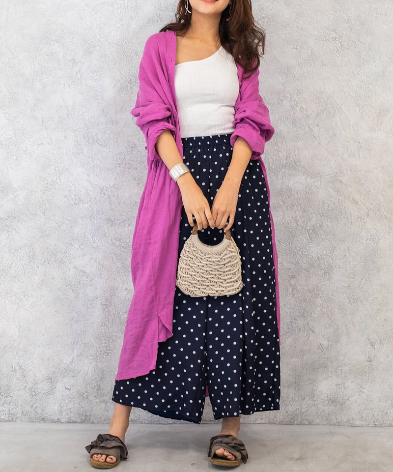 撮影用※【パープルピンク】フレンチリネン100%使用ロングシャツ