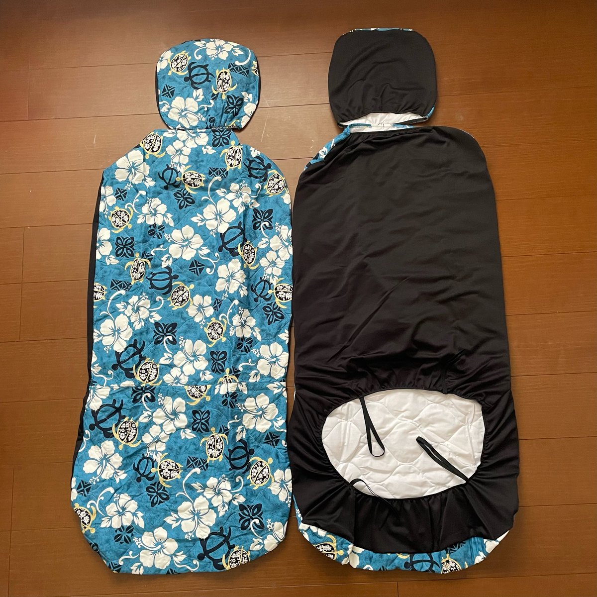 ハワイ ハワイアンキルト シートカバー ヘッドレスト別 前席二脚セット 