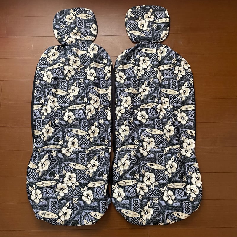ハワイ ハワイアンキルト シートカバー ヘッドレスト別 前席二脚セット