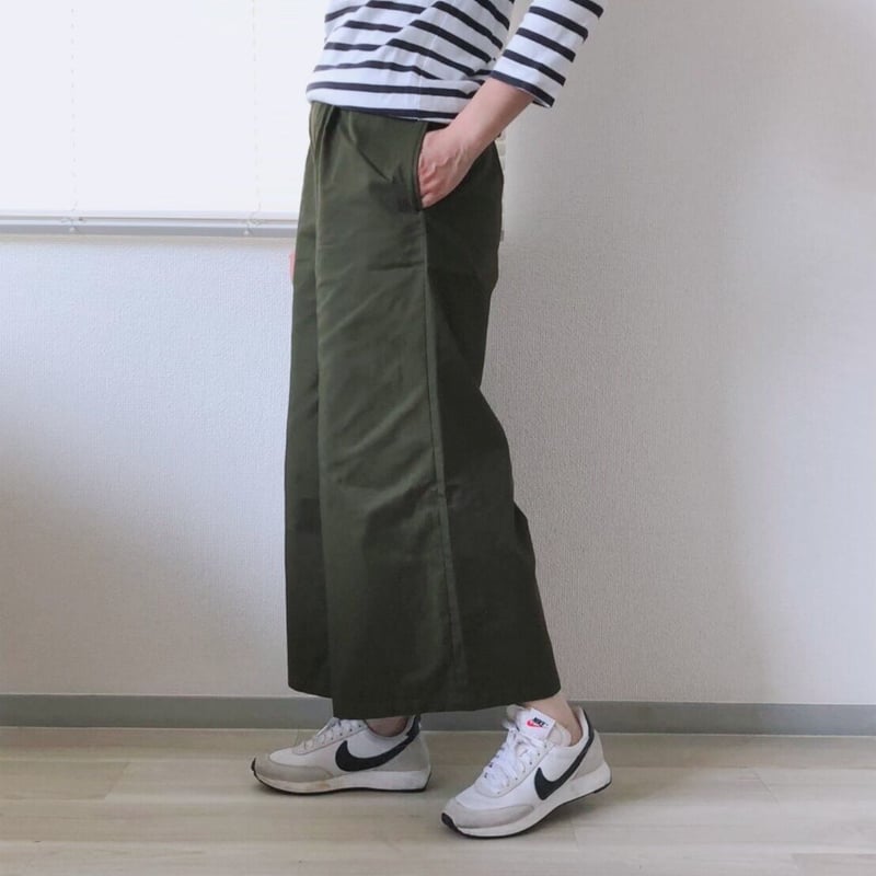 コットンワイドパンツ 9分丈 カーキ | kotorizakka's STORE