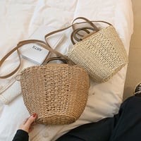 かごバッグ ショルダーバッグ 夏 麻 シンプル 通勤 オフィス　大人可愛い