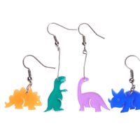 恐竜ピアス  春秋 デート 女子会 結婚式 かわいい 揺れる  大ぶり  オレンジ  グリーン  パープル  ブルーグレー