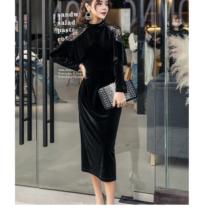 バーバリーブルーレーベル ベロアワンピース ブラック フォーマル