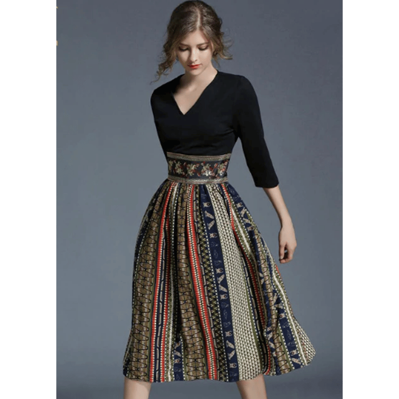 ワンピース Vネック ボタニカル 和柄 結婚式 リゾートワンピ