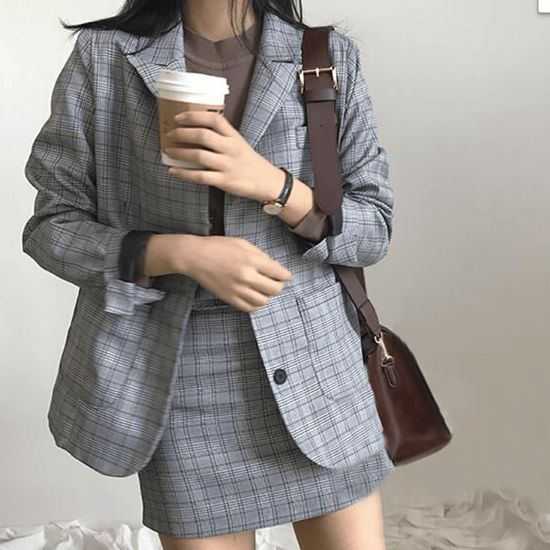 グレンチェック セットアップスーツ 入学式 卒業式 通勤 通学 仕事着