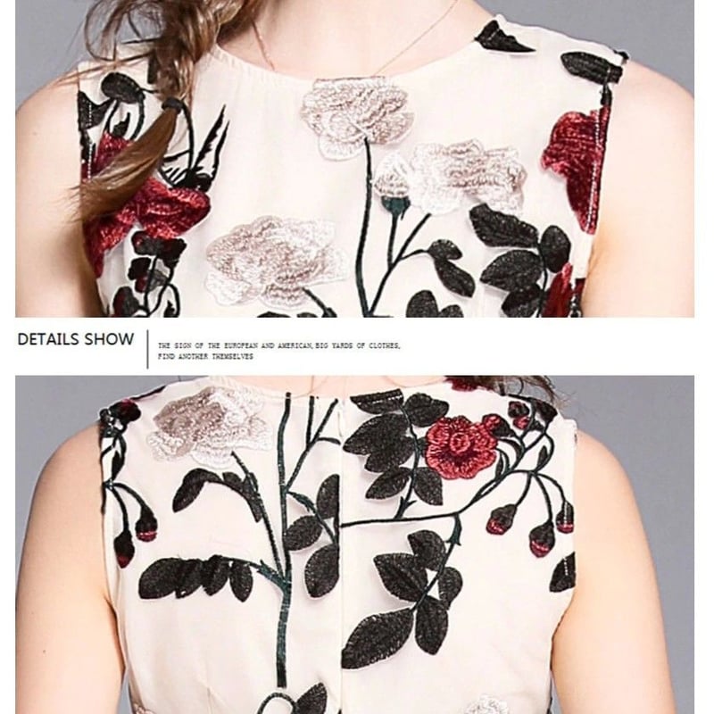 花柄刺繍ノースリーブワンピース フラワー チュールスカート