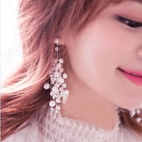 パールピアス ボリューム シャワー 大きめピアス 結婚式 二次会 ウエディング 演奏会 パーティ お呼ばれ 小粒 小さい