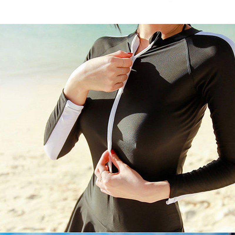 水着 ラッシュガード ワンピース 2点セット 長袖トップス 体型カバー