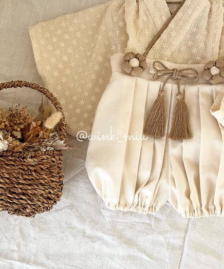 retro baby hakama waist flower 《organdy flower×natural white》