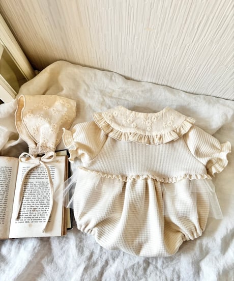 ceremony waffle like tulle frill pumpkin rompers
