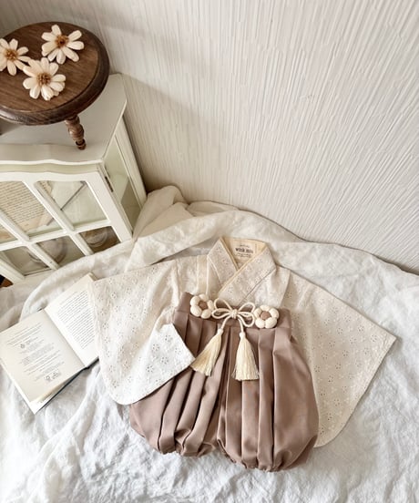 retro baby hakama waist flower《cotton flower×biscuit moca》