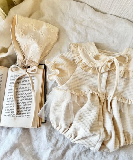ceremony waffle like tulle frill pumpkin rompers
