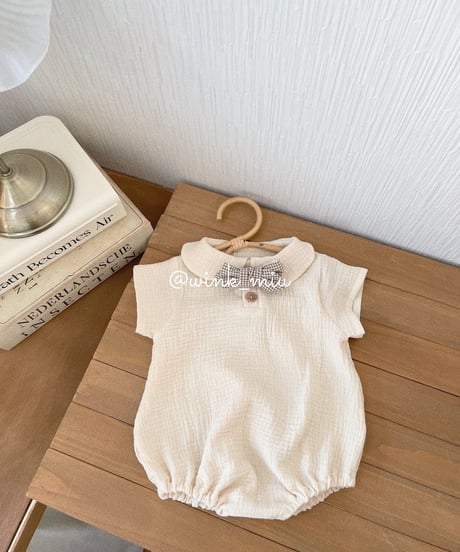round collar w gauze rompers (short sleeve)