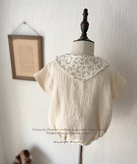 french flower collar w gauze rompers (short sleeve)