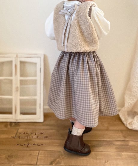salopette A line skirt《antique plaid purple moca》