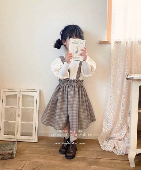 salopette A line skirt《antique plaid purple moca》