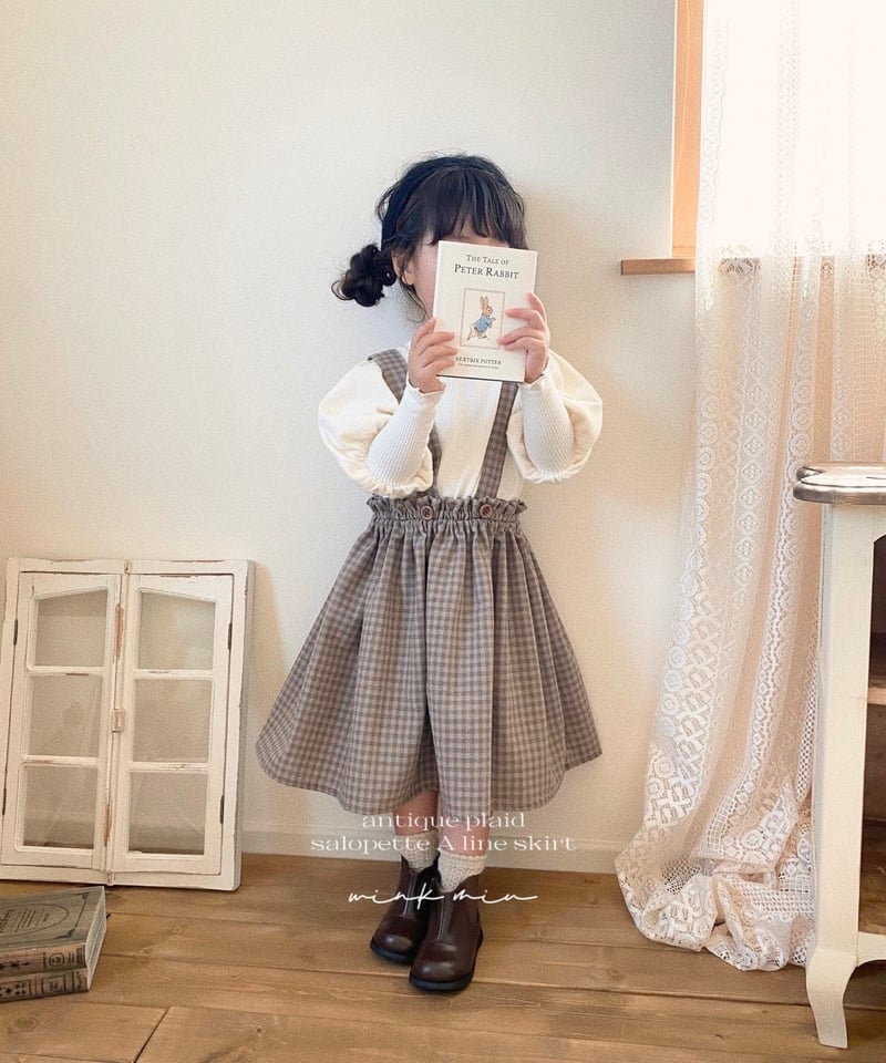 salopette A line skirt《antique plaid purple moc
